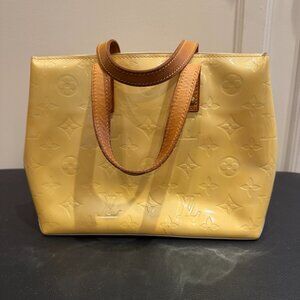 Louis Vuitton Monogram Vernis Reade PM Yellow Patent Leather Handbag w/ COA